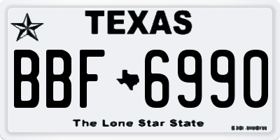 TX license plate BBF6990