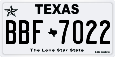 TX license plate BBF7022