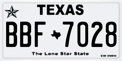 TX license plate BBF7028