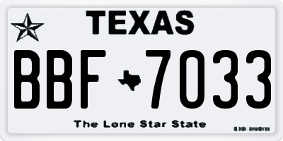 TX license plate BBF7033