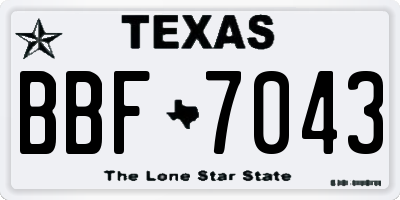 TX license plate BBF7043