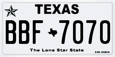 TX license plate BBF7070