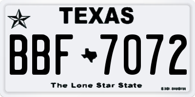 TX license plate BBF7072