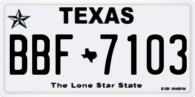 TX license plate BBF7103