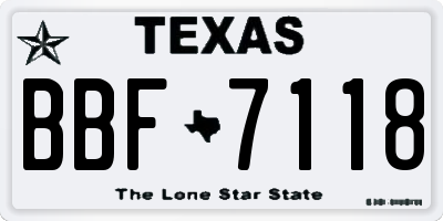 TX license plate BBF7118