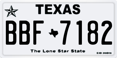 TX license plate BBF7182