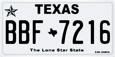 TX license plate BBF7216