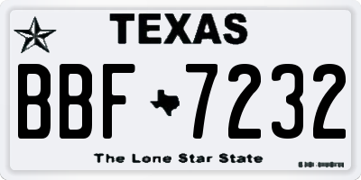 TX license plate BBF7232