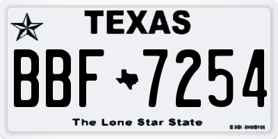 TX license plate BBF7254