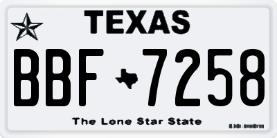 TX license plate BBF7258