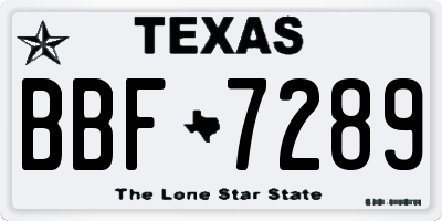 TX license plate BBF7289