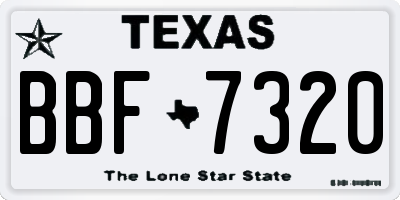 TX license plate BBF7320