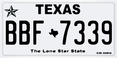 TX license plate BBF7339
