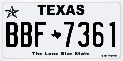 TX license plate BBF7361