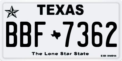 TX license plate BBF7362