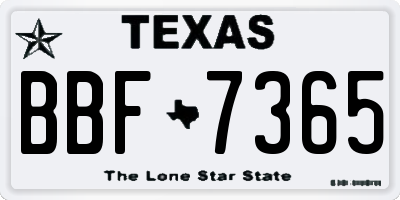 TX license plate BBF7365