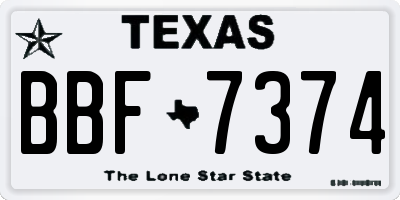TX license plate BBF7374