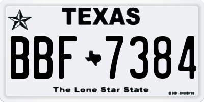 TX license plate BBF7384
