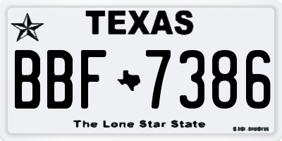 TX license plate BBF7386