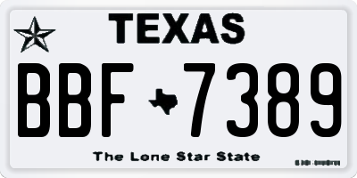 TX license plate BBF7389