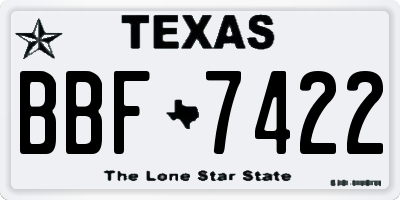 TX license plate BBF7422