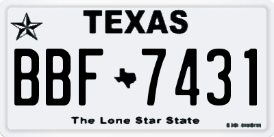 TX license plate BBF7431