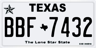 TX license plate BBF7432