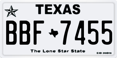TX license plate BBF7455