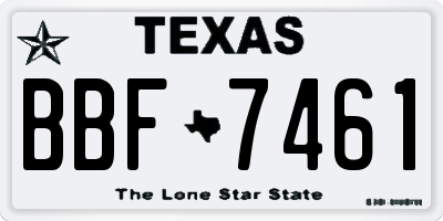 TX license plate BBF7461