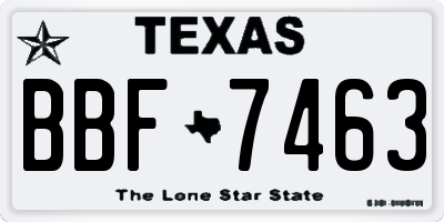TX license plate BBF7463