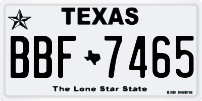 TX license plate BBF7465