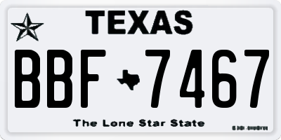 TX license plate BBF7467