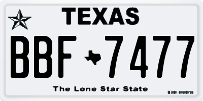 TX license plate BBF7477