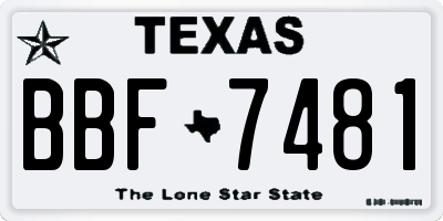 TX license plate BBF7481