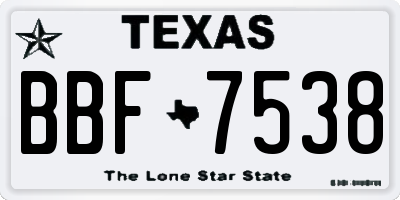 TX license plate BBF7538