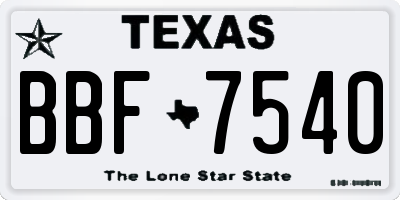 TX license plate BBF7540