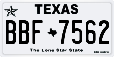 TX license plate BBF7562