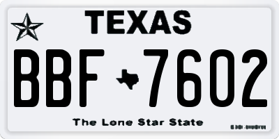 TX license plate BBF7602