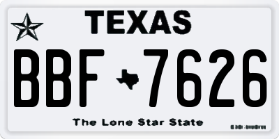 TX license plate BBF7626