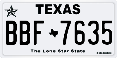 TX license plate BBF7635