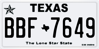 TX license plate BBF7649