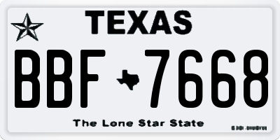 TX license plate BBF7668