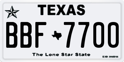 TX license plate BBF7700