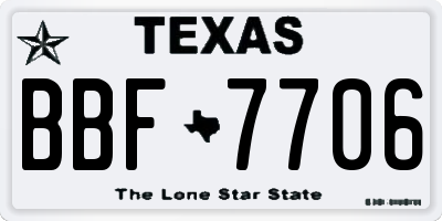 TX license plate BBF7706