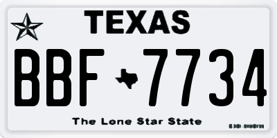 TX license plate BBF7734