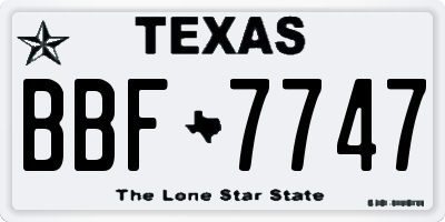 TX license plate BBF7747