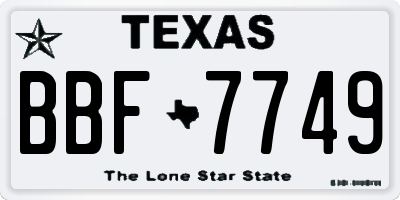 TX license plate BBF7749