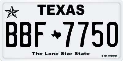TX license plate BBF7750