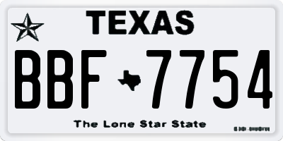 TX license plate BBF7754
