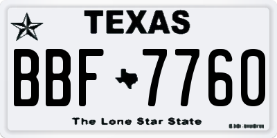 TX license plate BBF7760